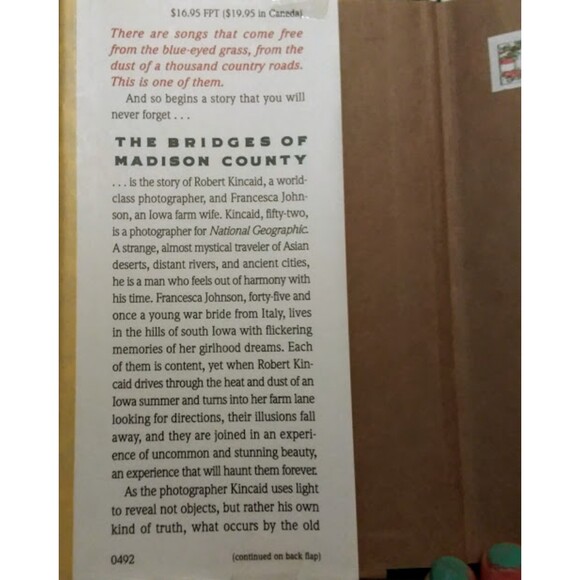 Bridges of Madison County By Robert James Waller Hard Cover 1st edition 1992 - Picture 3 of 7
